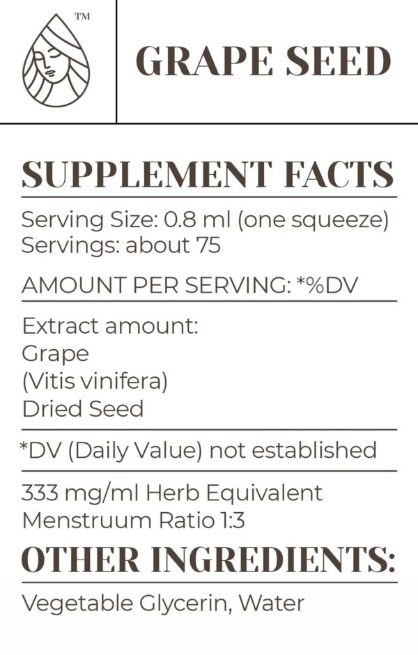 Etiqueta del producto extracto semilla de uva Garden Organics