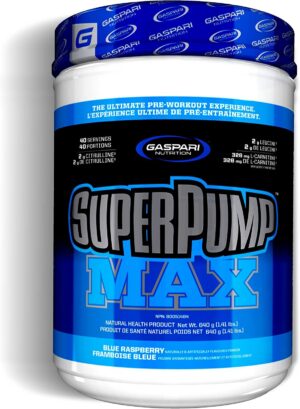 Gaspari Nutrition SuperPump Max frambuesa azul polvo pre entrenamiento