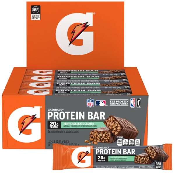 Barra Gatorade Whey sabor menta chocolate frente