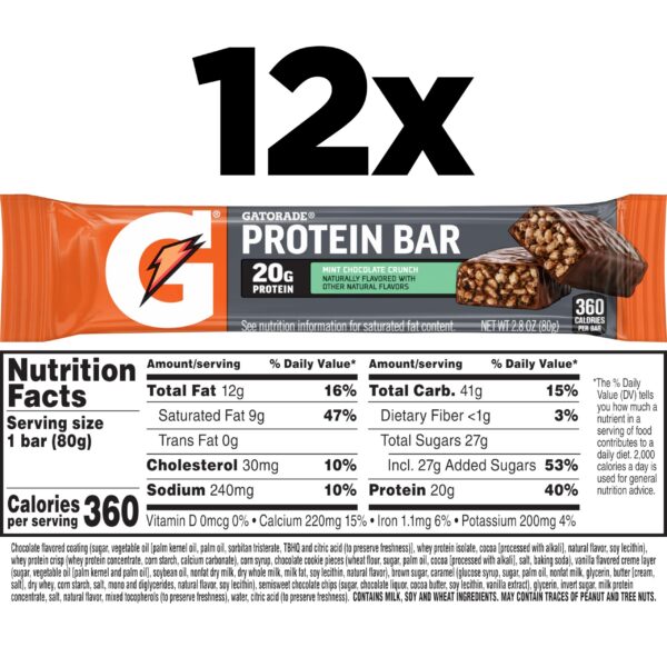 Etiqueta nutricional de barra Gatorade Whey