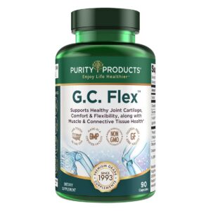 Frasco de G.C. Flex Purity con cápsulas para salud articular
