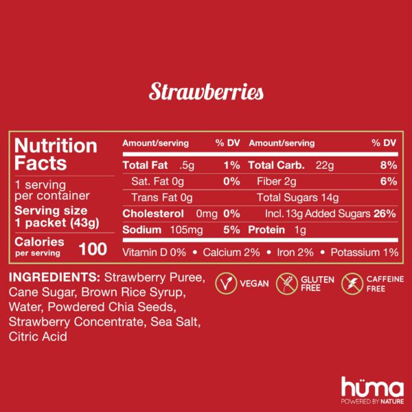 Gel energético Huma con semillas de chía y puré de fruta