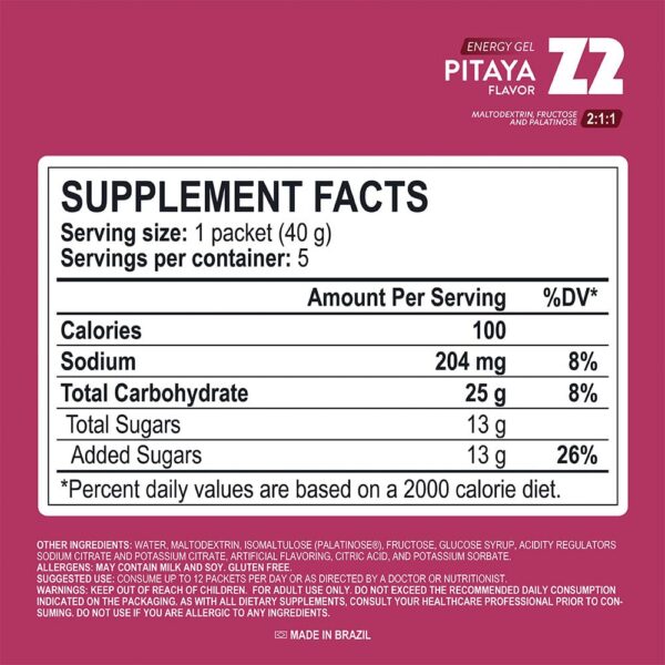 Gel energético Z2 detalle del sobre color pitaya