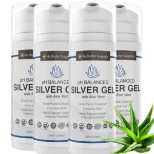 Frente del gel de plata coloidal con aloe vera