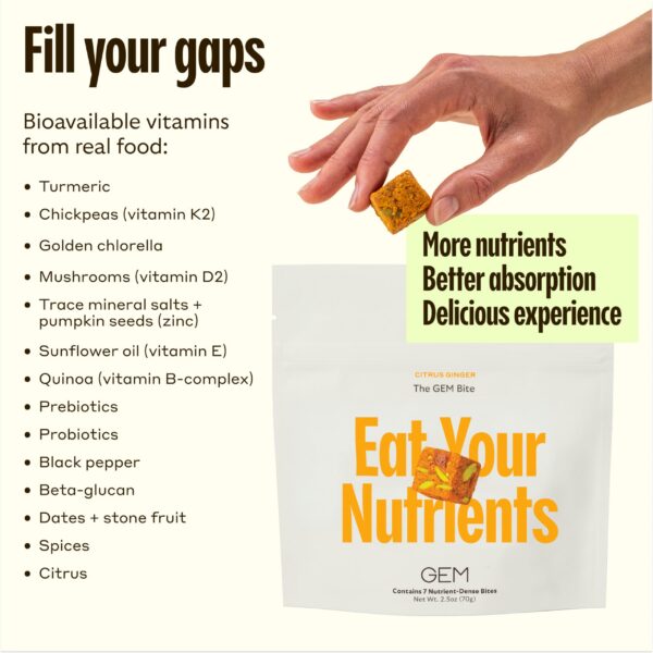Bocados gomosos multivitamínicos GEM para energía y salud general