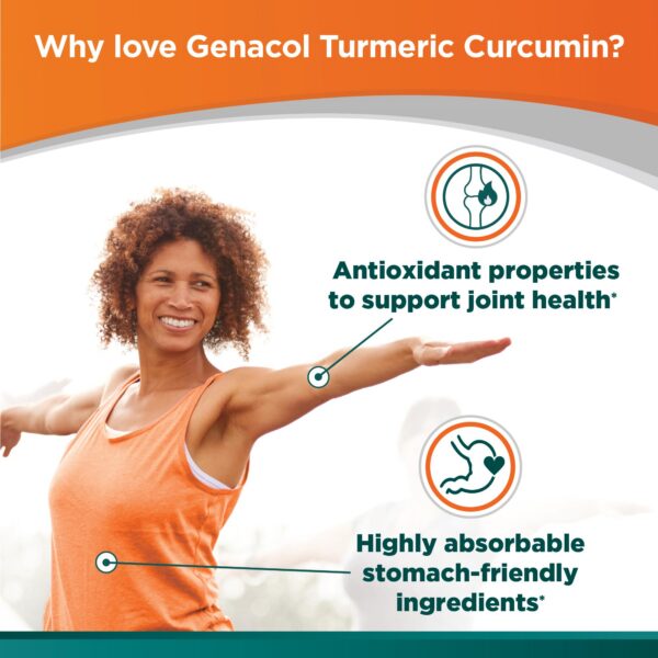 Imagen lateral suplemento Genacol cúrcuma colágeno 90 cápsulas