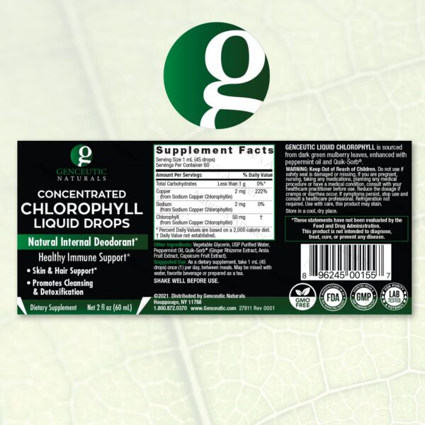 Genceutic Naturals gotas de clorofila verde oscuro