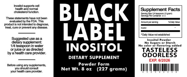 Generic Black Label suplemento polvo inositol 2.19 libras