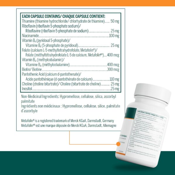 Etiqueta de la botella Genestra Active B Complex