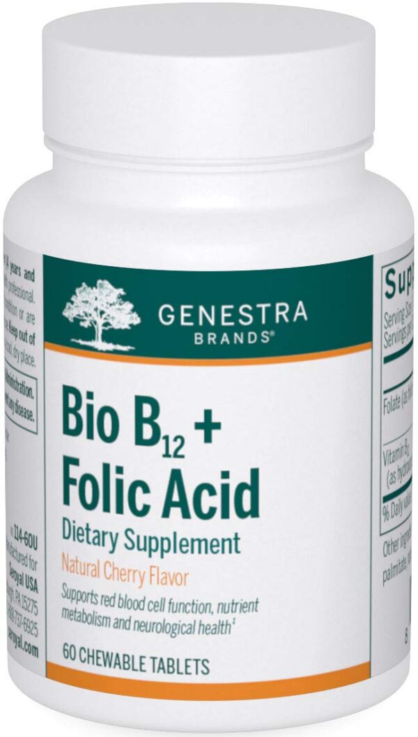Genestra Brands Bio B12 + Folic Acid etiqueta frontal