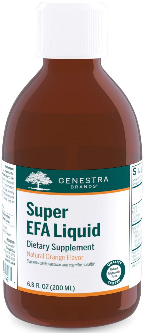 Version 1.0.0 Genestra Super EFA Liquid botella frente a etiqueta