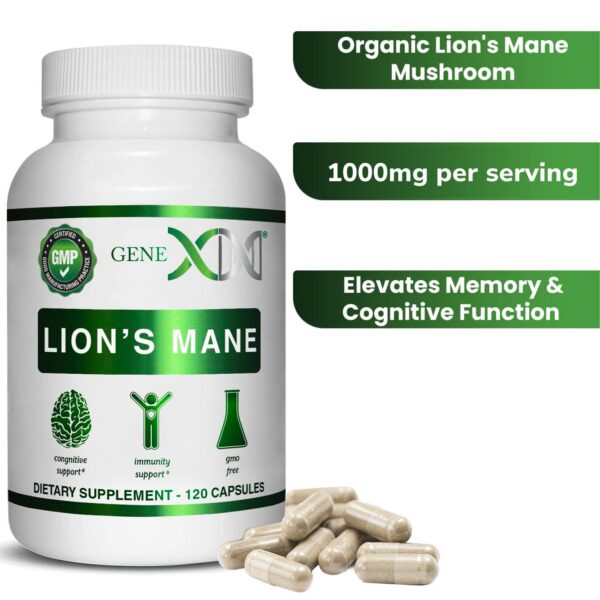 Version 1.0.0 Genex Formulas Lions Mane frasco de suplemento cerebral
