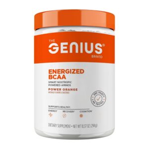 Botella de Genius BCAA Powder y etiqueta