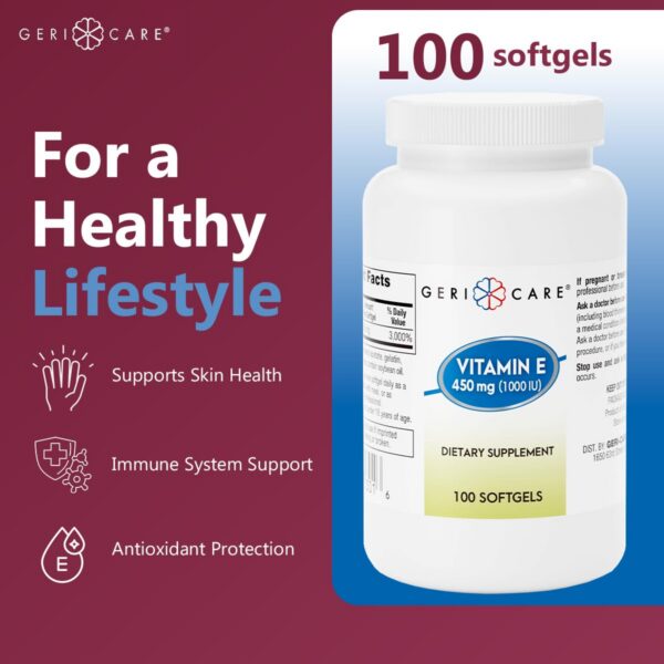 Detalle de empaque y etiqueta de Vitamina E