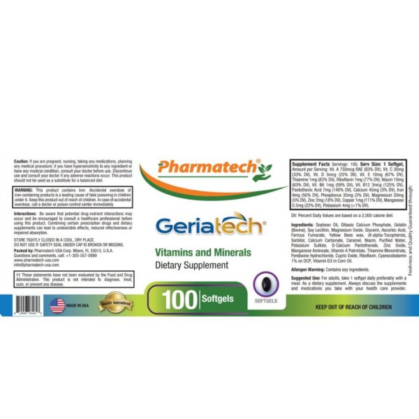 Version 1.0.0 Geriatech Senior suplemento vitaminas y minerales 100 cápsulas