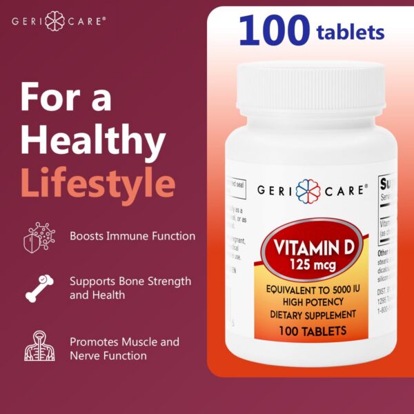 GeriCare Vitamina D-3 etiqueta frontal