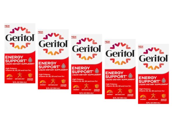 Frente de la botella Geritol líquido