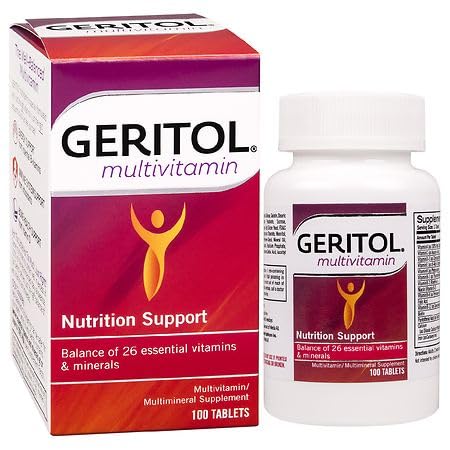 Geritol multivitaminas paquete frontal 100 tabletas