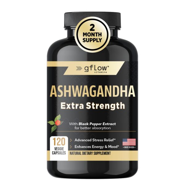gflow vitamins Ashwagandha suplemento cápsulas 120 unidades