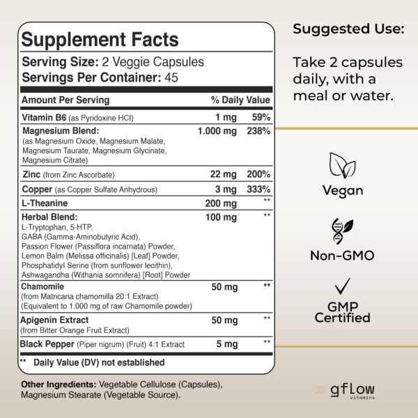 Gflow Vitamins suplemento detalle etiqueta ingredientes