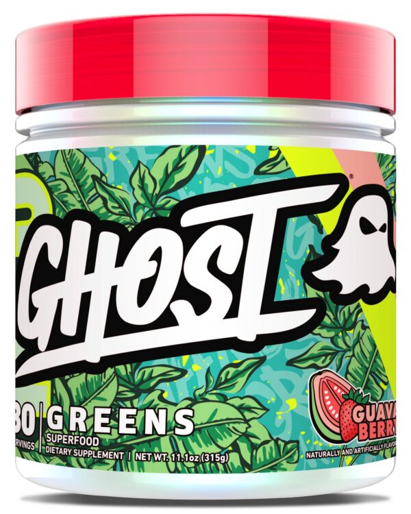 Envase GHOST Greens polvo superalimentos sabor guava berry