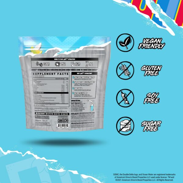 Detalle de sabor Sonic Ocean Water en el empaque