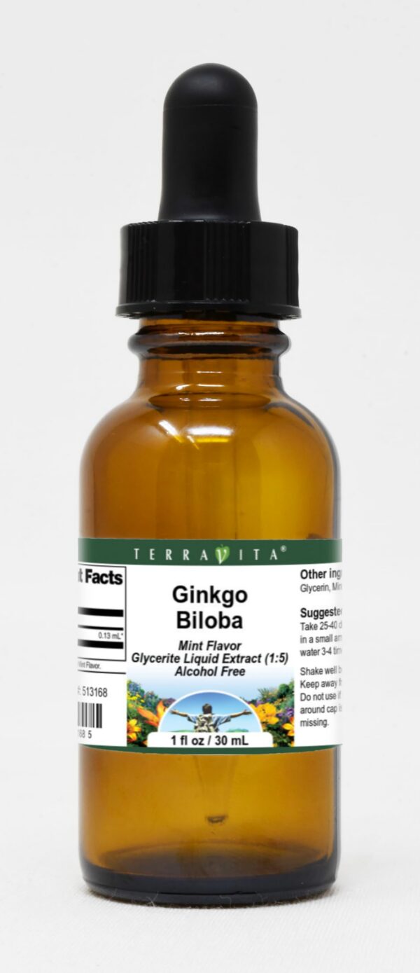 Ginkgo biloba extracto líquido botella 1 onza sabor menta