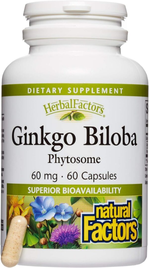 Ginkgo biloba natural factors 60 cápsulas mejora circulación salud cerebral