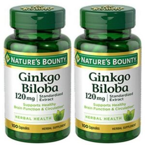 Ginkgo Biloba Nature's Bounty extracto estandarizado 120 mg 2 frascos