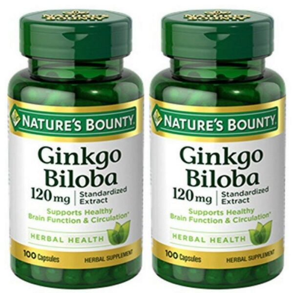 Ginkgo Biloba Nature's Bounty extracto estandarizado 120 mg 2 frascos