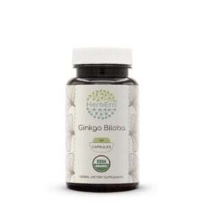 Ginkgo Biloba orgánico cápsulas suplemento herbal natural Herbera