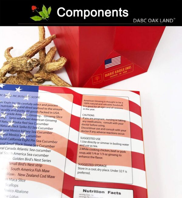 Raíces de ginseng americano DABC Oak Land Wisconsin