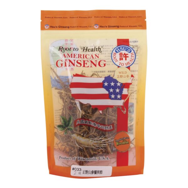 Version 1.0.0 Ginseng americano silvestre Hsu's ramitas y fibras bolsa 2 oz