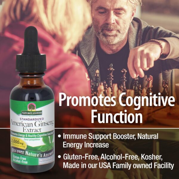 Version 1.0.0 Ginseng americano sin alcohol Nature's Answer para energía y vitalidad