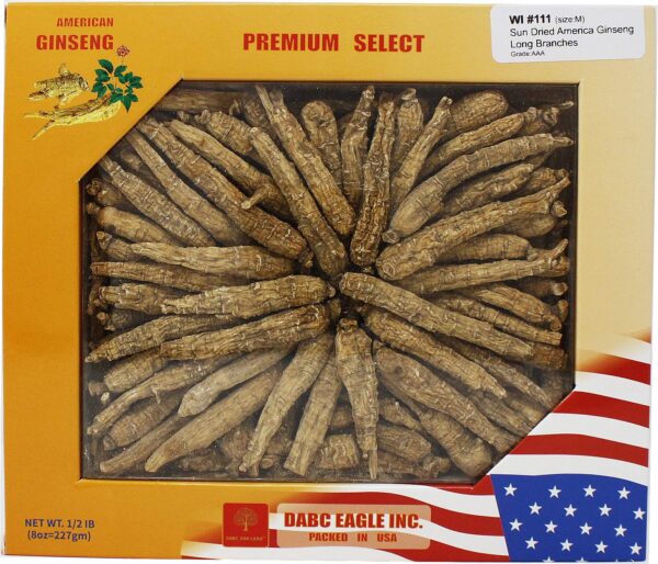 Version 1.0.0 Ginseng americano Wisconsin caja 8oz raíz natural