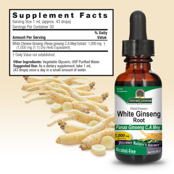 Ginseng blanco líquido apoyo inmunológico y enfoque mental