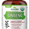 Ginseng Panax rojo coreano orgánico 8000 mg Zazzee vista frontal