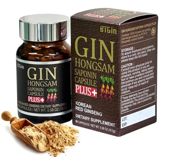 Ginseng rojo coreano BTGIN 60 cápsulas frasco marrón