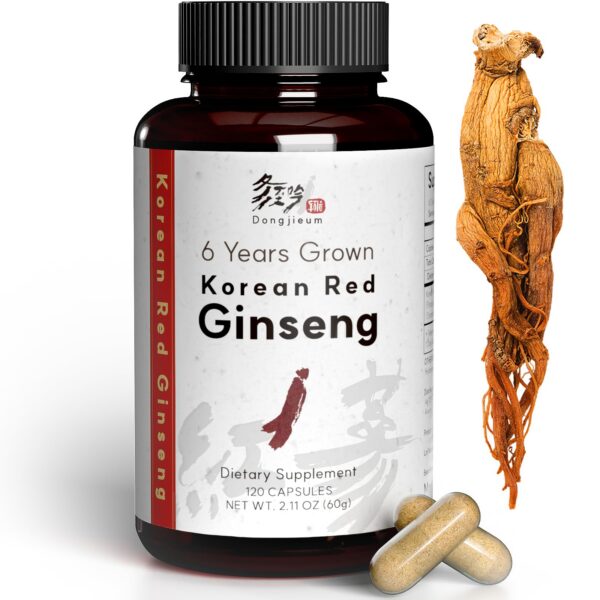 Ginseng rojo coreano Dongjieum raíz 6 años 120 cápsulas veganas