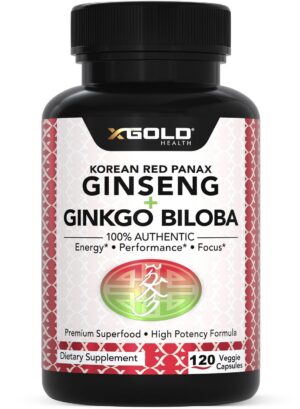 Ginseng rojo panax coreano y ginkgo biloba suplemento natural