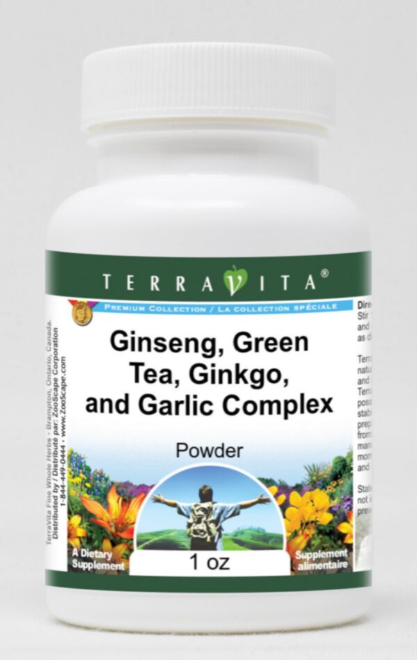 Ginseng té verde ginkgo ajo complejo polvo complemento TerraVita
