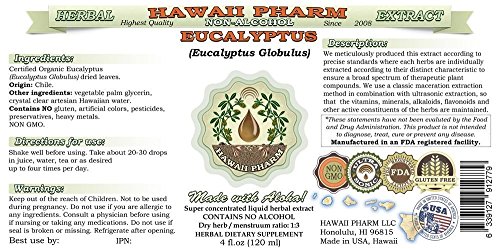 Glicerita natural de hoja seca de eucalipto 2x2 oz Hawaii Pharm