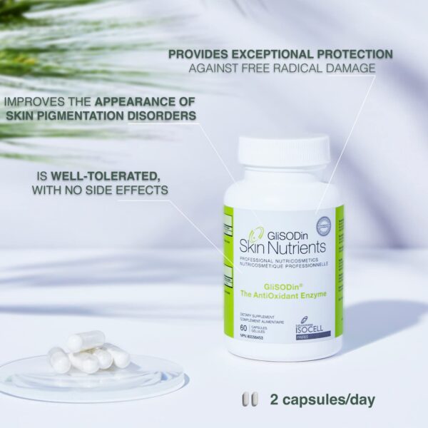 Frasco de cápsulas GliSODin Skin Nutrients