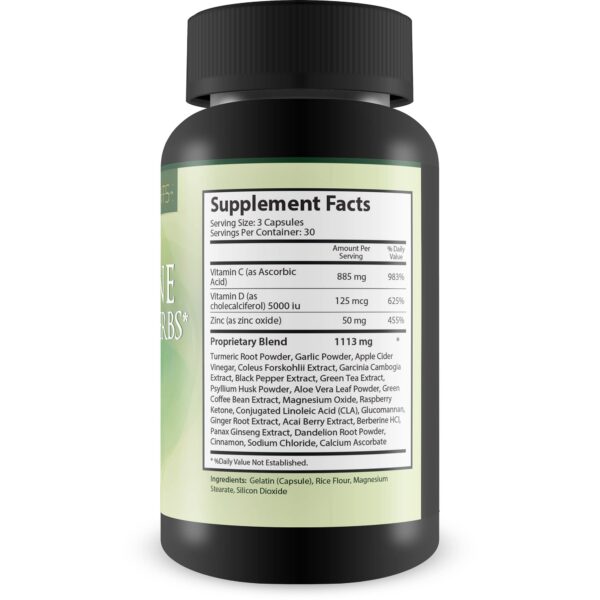 Version 1.0.0 Etiqueta de refuerzo inmunológico mostrando ingredientes