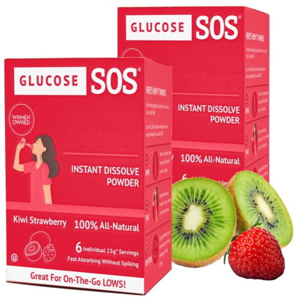 Frente del empaque Glucose SOS kiwi fresa