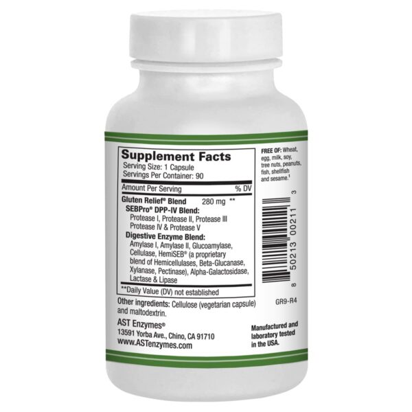 Cápsulas vegetarianas Gluten Relief Plus