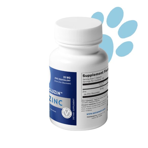 Version 1.0.0 Frasco de 120 cápsulas de zinc para perros