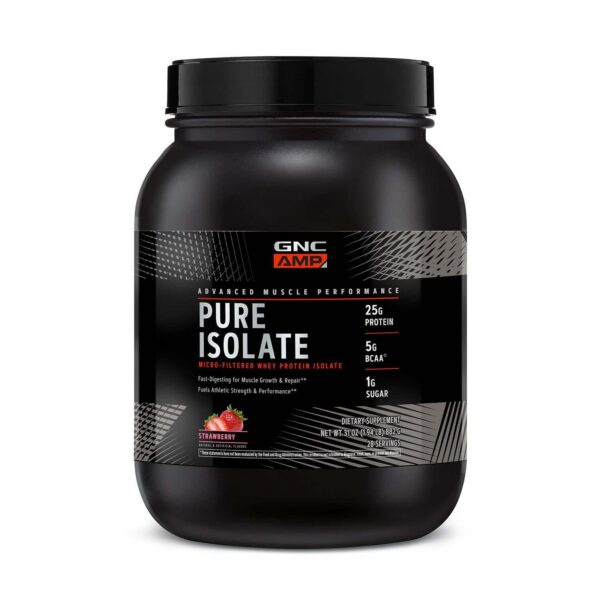 Frasco de GNC AMP Pure Isolate Protein Powder
