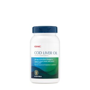 Frasco de GNC cod liver oil omega-3