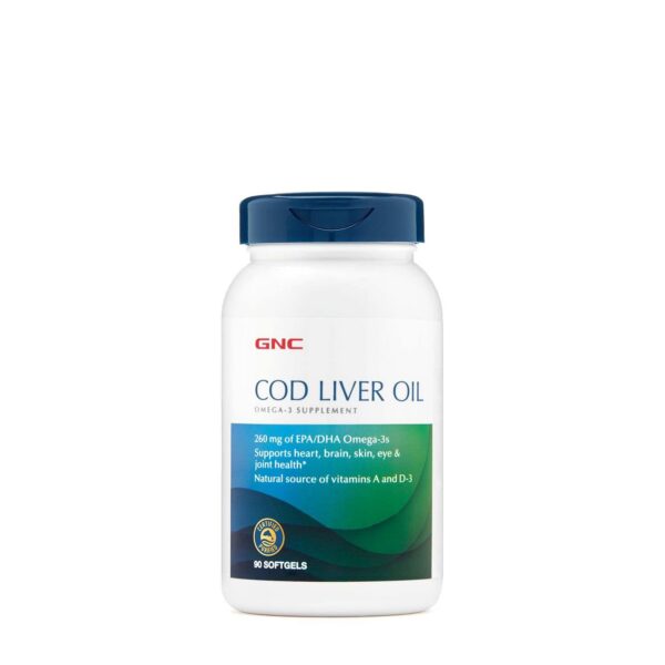 Frasco de GNC cod liver oil omega-3